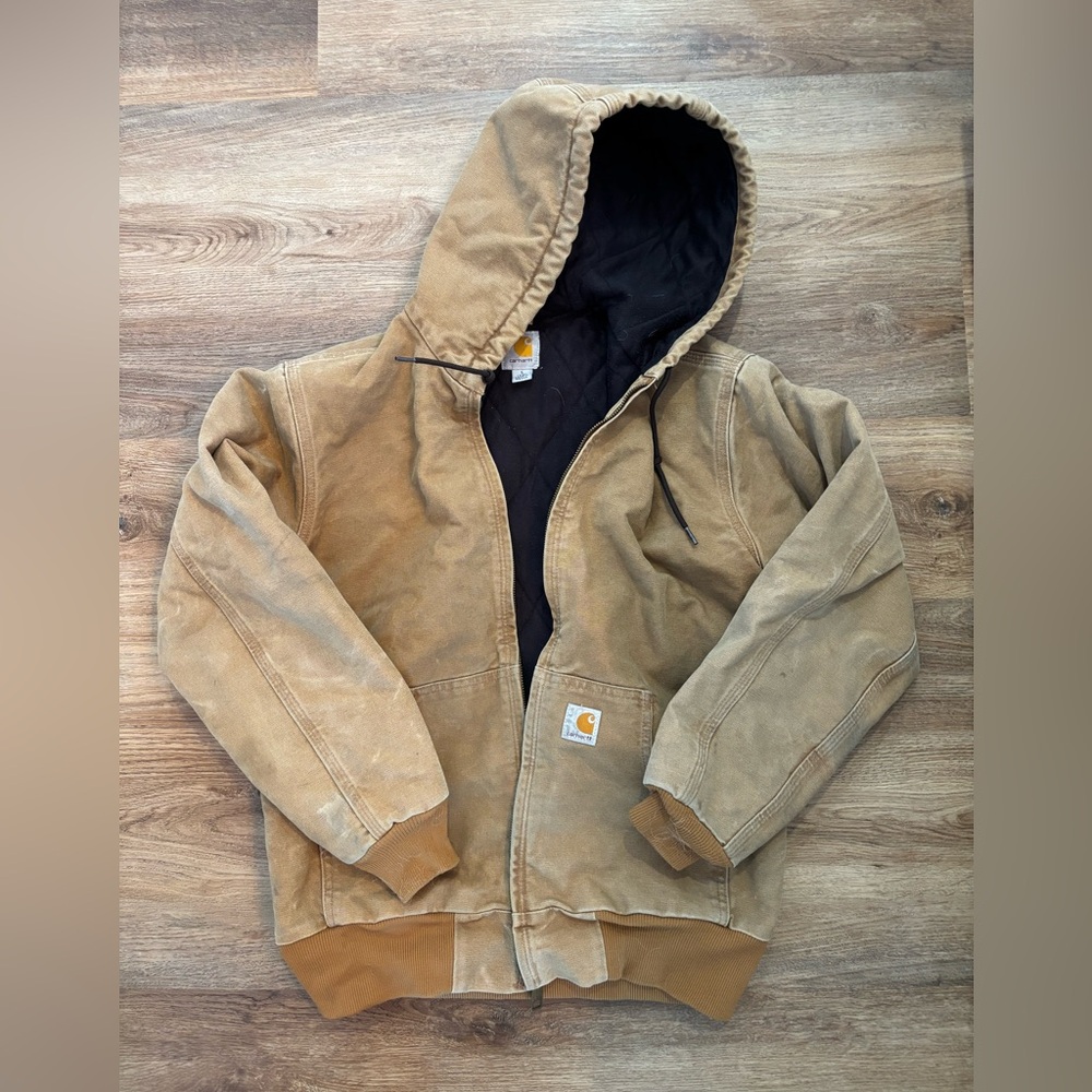 Broke-in Carhartt jacket (tan, Women’s S)